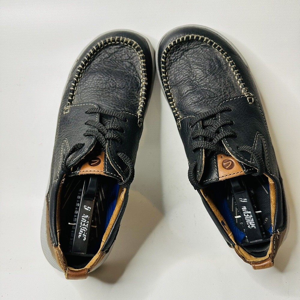 Clarks Lace Up Leather Slip-On Loafers Shoes Mens Sz 8.5 - Picture 5 of 7